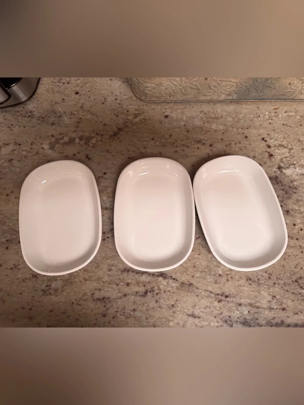 Corningware “Sidekick” White Oval Stoneware Serving Dishes - Set of 3